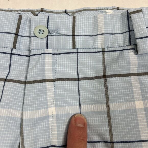 Nike Golf Shorts Men’s 34 Blue Gray Plaid Flat Front 12” Inseam Mid Rise - Picture 5 of 11